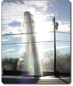 Photo of a 12 inch water main break.