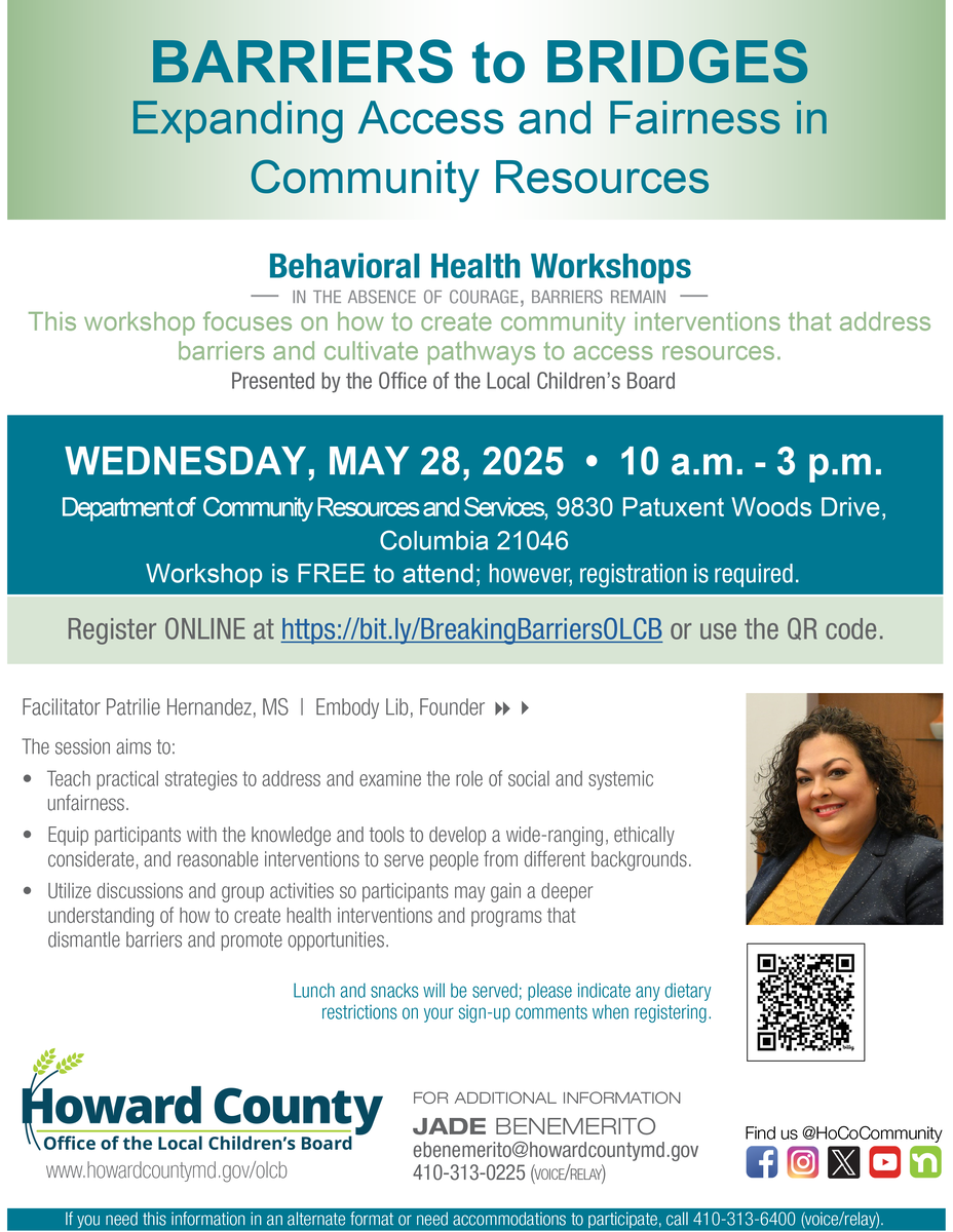 Barriers to Bridges Behavioral Workshop on May 28