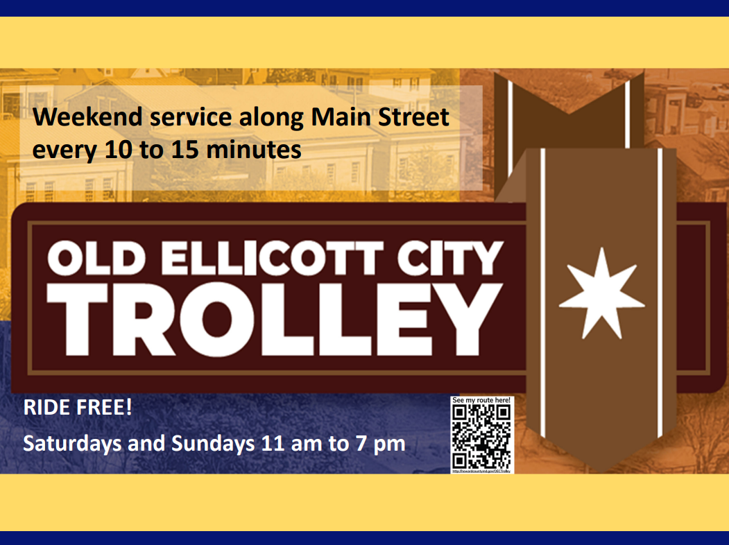 Flyer for the Old Ellicott City trolley