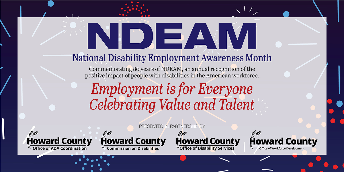 Howard County will mark the 80th anniversary of National Disability Awareness Month with an event on October 21 from 8 a.m. to 1 p.m. at the East Columbia 50+ Center. 