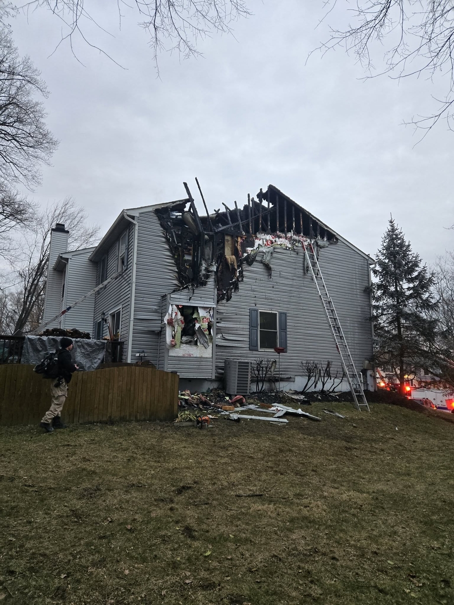 Roof collapse from house fire