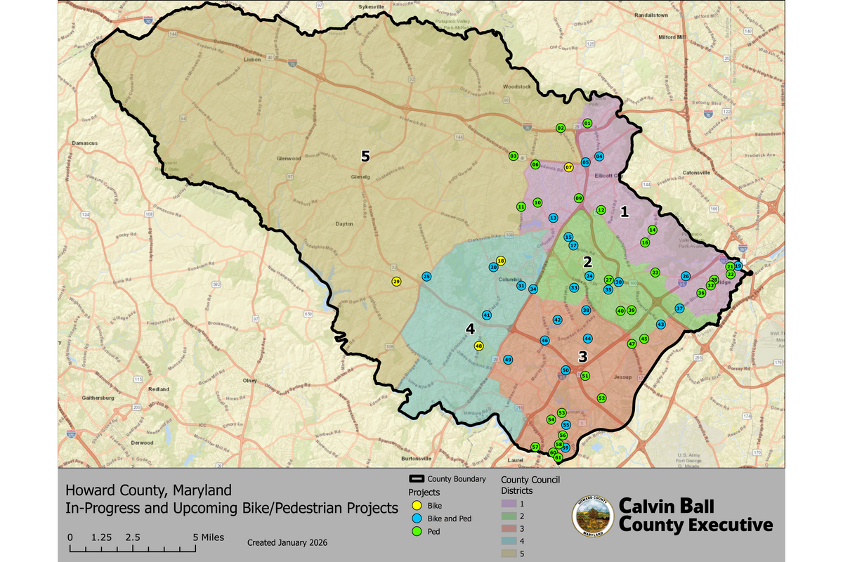 2026 Open House Board Showing In-Progress and Upcoming Bike and Pedestrian Projects
