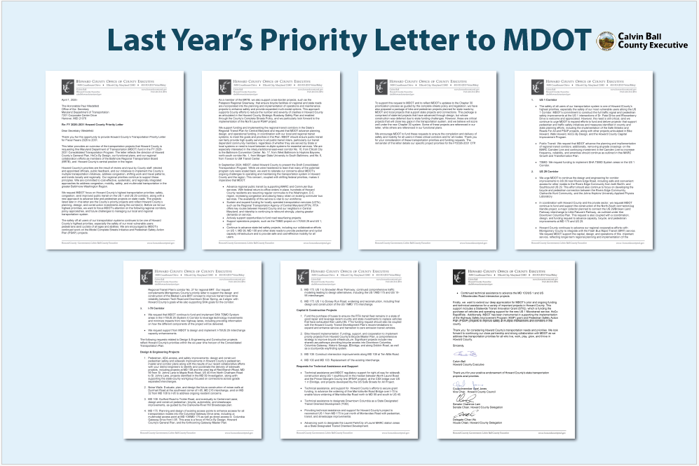 2026 Open House Board Showing the FY 2026-2031 Priority Letter to MDOT