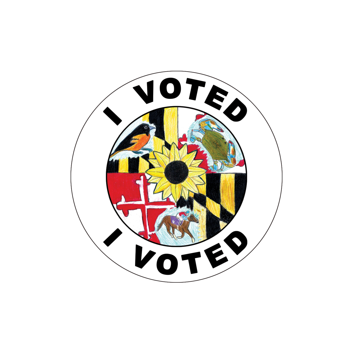 round "I Voted" sticker