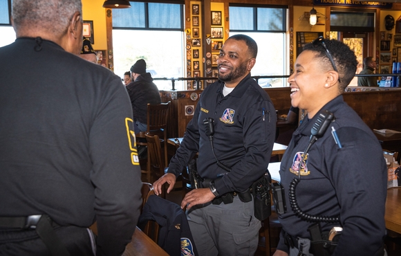 Officers talk to citizens