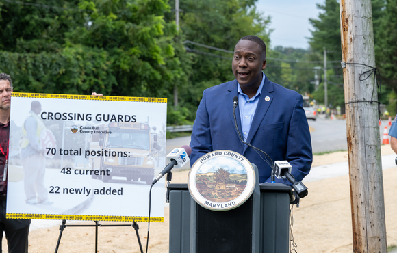County Executive Calvin Ball speaking at a podium
