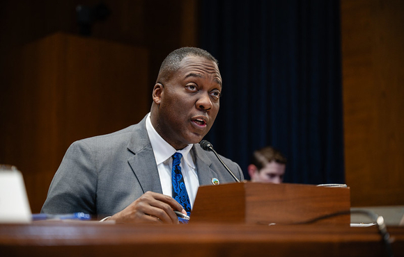 County Executive Ball speaking to members of the Senate Environment and Public Works Committee during a special hearing on March 12, 2025 titled "Freezing America's Progress."