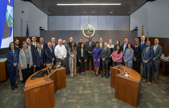 A photo of County Executive Calvin Ball at the signing of his Executive Order 2025-03, establishing the County's ECON Task Force.