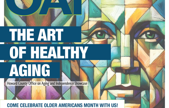 Cubist older adult woman with the words OAI: The art of healthy aging showcase on Friday May 9 from 10 am to 2 pm