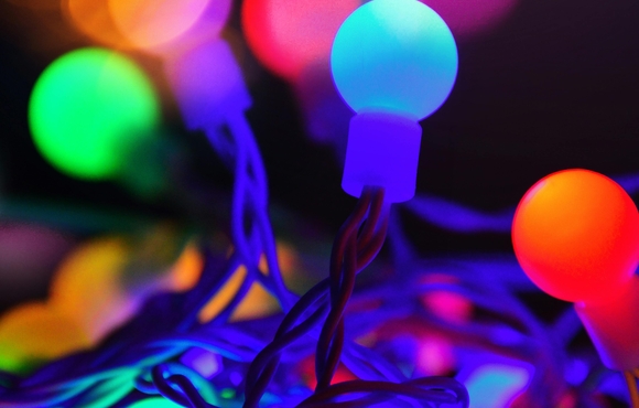 Neon colored christmas lights.