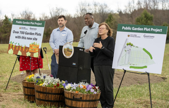 County Executive speaks about new community garden plots at Old Montgomery Road