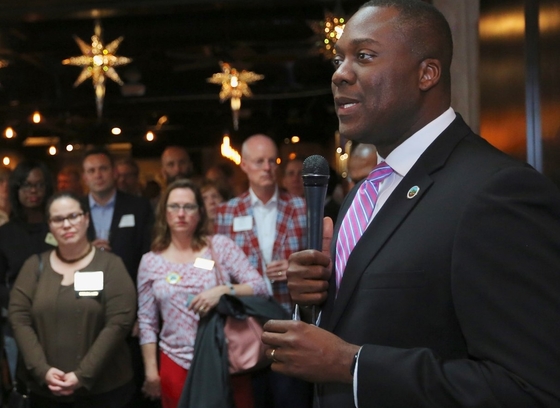 Calvin Ball speaking to a group of people