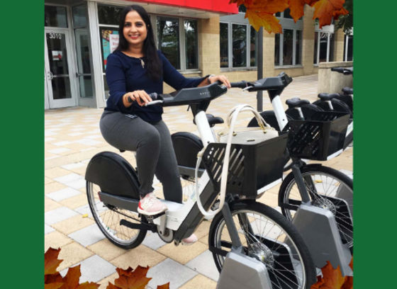 Image woman on bikeshare bike