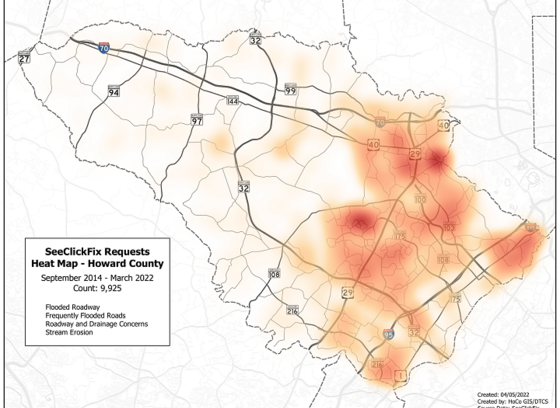 SeeClickFix Drainage Complaints Heat Map