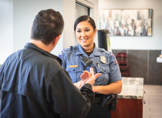 Officer speaking to a citizen