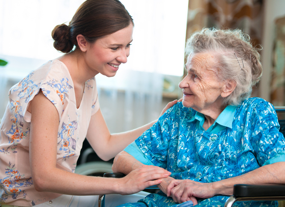 Older adult with carer
