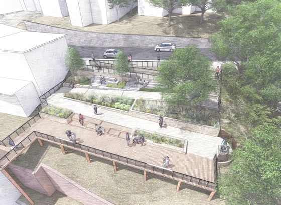 Park looking south towards St. Paul Street