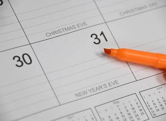 new year holiday on calendar