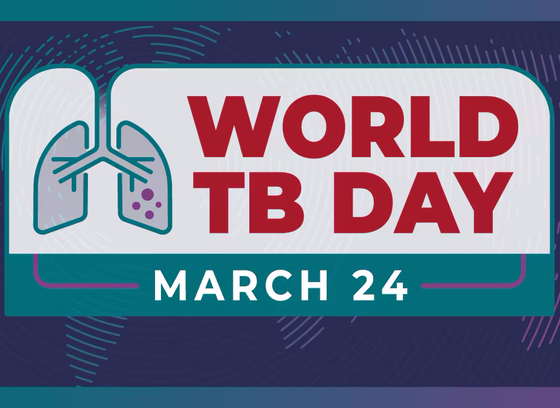 World TB Day, March 24. Graphics shows lungs with red dots