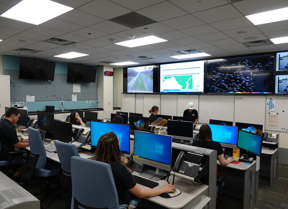 Staff working in the Emergency Operations Center 