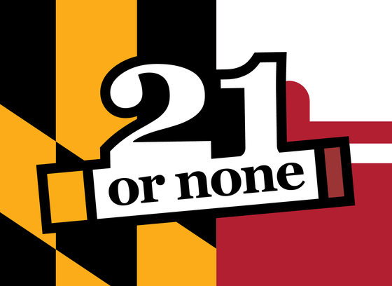 21 or none over Maryland flag background