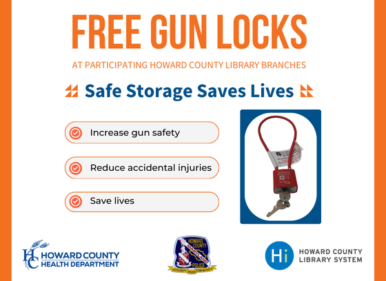 Free gun locks available at participating Howard County Library branches. Safe Storage Saves Lives. This webpage provides more information