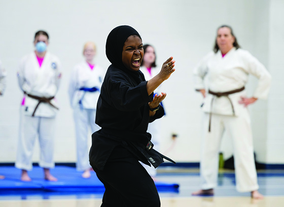 Woman practicing martial arts