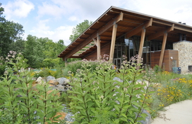 Robinson Nature Center in spring with blooming flowers