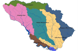 A color map of Howard County and its watersheds with labels.