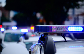 A close up of a police car's lights