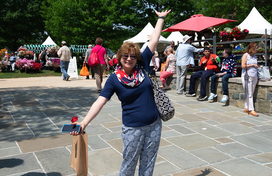 woman in a courtyard