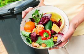 colander filled with food scraps
