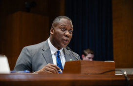County Executive Ball speaking to members of the Senate Environment and Public Works Committee during a special hearing on March 12, 2025 titled "Freezing America's Progress."
