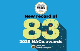 A graphic about the County receiving a record 83 NACo awards in 2025.