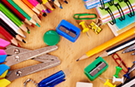 An array of school supplies