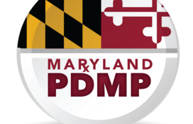 Maryland PDMP button. Maryland flag image above text