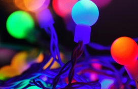 Neon colored christmas lights.