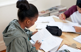 Students studying for midterms