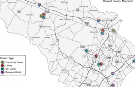 Screenshot of Warming and Cooling Center Map