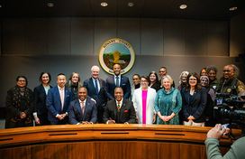 Group at Emergency Bill signing regarding privately owned detention centers