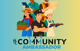 A graphic flyer featuring 5 individuals with different jobs (nurse, construction worker, baker, police officer, farmer)