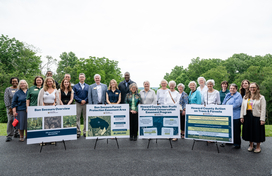 A photo of a large group of people, including Calvin Ball, at the Bon Secours Marriottsville site.