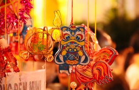 Colorful traditional Asian lanterns capturing the essence of a lively cultural festival.