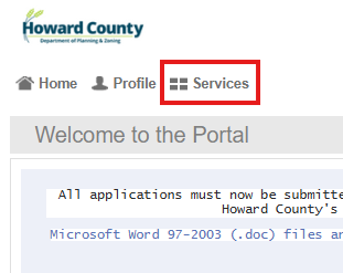 Services Tab ProjectDox