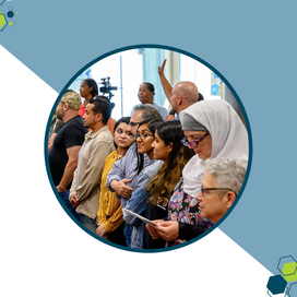 A group of individuals at a communal event