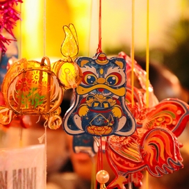 Colorful traditional Asian lanterns capturing the essence of a lively cultural festival.